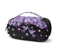 Tomeusey Sac de voyage isotherme pour médicaments, sac de rangement pour glucomètre, stylo à insuline, bandelettes de test de glycémie, accessoires pour diabétiques, Colibri violet floral, Taille