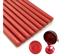 Tomgenrine baton de cire a cacheter pour Pistolet à Colle 11mm - Adapté aux Sceaux de Cire, Lettres, Cartes de Vœux et Invitations de Mariage/Soirée, Paquet de 10（Rouge Flamme）