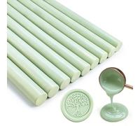 Tomgenrine baton de cire a cacheter pour Pistolet à Colle 11mm - Adapté aux Sceaux de Cire, Lettres, Cartes de Vœux et Invitations de Mariage/Soirée, Paquet de 10（Vert Gris）