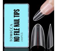 TOMICCA 240 Pièces Demi Capsules Ongles, Amande Moyen Acrylique Français Faux Ongles Pointues Extension Autocollants pour les studios de manucure & Home Nail Art, 12 tailles