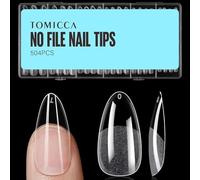 TOMICCA 504 Pièces Capsule Americaine Ongle Amande, 12 Tailles Semi Givré Faux Ongles, Avec Valise De Rangement, Pose Americaine Capsule pour Diy Nail Art