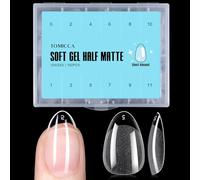 TOMICCA Amande Court Capsule Americaine Ongle, 12 Tailles Semi Givré Faux Ongles, Avec Valise De Rangement, Pose Americaine Capsule pour Diy Nail Art 192 Pièces