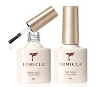 TOMICCA Base Coat et No Wipe Top Coat Vernis Semi Permanent Kit, 2 * 8ML | Vernis Gel UV Semi Permanent, Soak Off Gel UV/LED Cadeau pour Studio de Manucure DIY Home