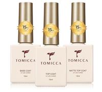 TOMICCA Base et Top Coat Kit, No Wipe Top Coat Semi Permanent 3 * 15ml, Base Coat Gel UV, Soak Off Gel UV/LED Cadeau Pour Studio De Manucure DIY Home