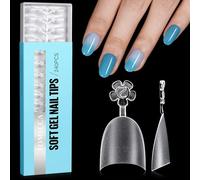 TOMICCA Capsules Ongles, 240 pcs Acrylique Ovale Court Faux Ongles Transparent Pose Français Ongle, Demi-Couverture French Nail Extension Tips, Pour Les Studios De Manucure Et Diy Nail Art 12 Tailles