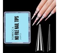 TOMICCA Capsules Ongles Extra Longues, 240 Pièces XXL Stiletto Fausses Demi-Couverture Capsules Acryliques pour Extension des Ongles, 12 Tailles