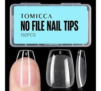 TOMICCA Cercueil Court Capsule Americaine Ongle-Pose Americaine Ongle, Capsules Ongles-Faux Ongles en Gel Couverture Complète-192 Pièces 12 Tailles