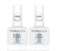 TOMICCA Lot 2 Vernis à Ongles Base & Top Coat Brillants à Base d’Eau, 15 ml | Formule à Base d’Eau, Finition Haute Brillance, Renforce l’Adhérence du Vernis, Adapté aux Débutants