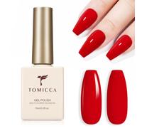 TOMICCA Vernis à Ongles Gel Semi Permanent Rouge, 15ml Soak Off UV LED Vernis à Ongles Gel Polish pour Nail Manucure Salon