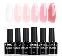 TOMICCA Vernis Semi Permanent 6 Couleurs Transparent Nude Pink, 8ML | Vernis Gel UV Semi Permanent Kit, Vernis à Ongles Gel Nail Polish UV LED Soak Off Manucure Nail Art
