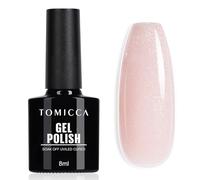 TOMICCA Vernis Semi Permanent Argent Pailleté Rose Laiteux, 8ml Paillettes Nail Art Gel Rose Laiteux Soak Off UV LED Vernis-Gel Manucure
