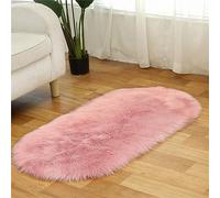 Tomifine Faux Tapis Imitation Moquette Toison Laine Tapis Fluffy Soft Longhair Décoratif Peau de Mouton Synthétique Coussin de Chaise Canapé Natte (60 x 90 cm,Rose Clair)
