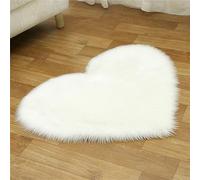 Tomifine Faux Tapis Laine Forme De Coeur Tapis Imitation Toison Moquette Fluffy Soft Longhair Décoratif Coussin de Chaise Canapé Natte (30 x 40 cm,Blanc)