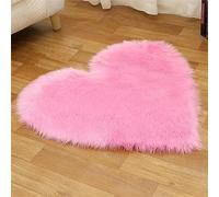 Tomifine Faux Tapis Laine Forme De Coeur Tapis Imitation Toison Moquette Fluffy Soft Longhair Décoratif Coussin de Chaise Canapé Natte (50 x 60 cm,Rose)