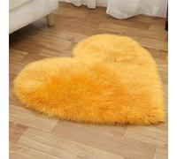 Tomifine Faux Tapis Laine Forme De Coeur Tapis Imitation Toison Moquette Fluffy Soft Longhair Décoratif Coussin de Chaise Canapé Natte (30 x 40 cm,Jaune)
