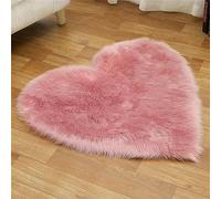 Tomifine Faux Tapis Laine Forme De Coeur Tapis Imitation Toison Moquette Fluffy Soft Longhair Décoratif Coussin de Chaise Canapé Natte (40 x 50 cm,Rose Clair)