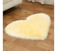 Tomifine Faux Tapis Laine Forme De Coeur Tapis Imitation Toison Moquette Fluffy Soft Longhair Décoratif Coussin de Chaise Canapé Natte (50 x 60 cm,Beige)
