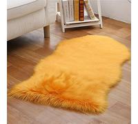 Tomifine Faux Tapis Peau de Mouton Tapis en Fourrure Synthétique Peau d'agneau Tapis Fluffy Soft Toison Moquette pour Le Salon Tapis de Canapé Coussin Natte (50 x 80 cm,Jaune)