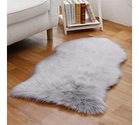 Tomifine Faux Tapis Peau de Mouton Tapis en Fourrure Synthétique Peau d'agneau Tapis Fluffy Soft Toison Moquette pour Le Salon Tapis de Canapé Coussin Natte (50 x 80 cm,Gris)