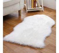 Tomifine Faux Tapis Peau de Mouton Tapis en Fourrure Synthétique Peau d'agneau Tapis Fluffy Soft Toison Moquette pour Le Salon Tapis de Canapé Coussin Natte (40 x 60 cm,Blanc)