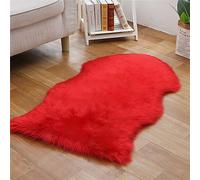 Tomifine Faux Tapis Peau de Mouton Tapis en Fourrure Synthétique Peau d'agneau Tapis Fluffy Soft Toison Moquette pour Le Salon Tapis de Canapé Coussin Natte (60 x 120 cm,Rouge)