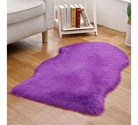 Tomifine Faux Tapis Peau de Mouton Tapis en Fourrure Synthétique Peau d'agneau Tapis Fluffy Soft Toison Moquette pour Le Salon Tapis de Canapé Coussin Natte (40 x 60 cm,Violet)