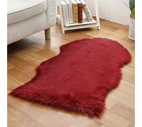 Tomifine Faux Tapis Peau de Mouton Tapis en Fourrure Synthétique Peau d'agneau Tapis Fluffy Soft Toison Moquette pour Le Salon Tapis de Canapé Coussin Natte (50 x 80 cm,Rouge foncé)