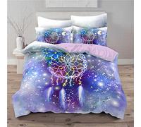 Tomifine Housse de Couette Dreamcatcher Parure de Lit Bohême Attrape-rêves en Plumes Imprimé Housse de Couette Microfibre et Taie d'oreiller pour 3 Pièces (140x200cm,Couleur)