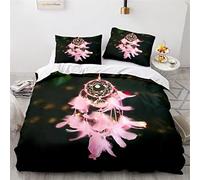 Tomifine Parure de Lit Attrapeur Rêves Plume Housse de Couette Bohême Style Microfibre Douce avec Fermeture éclair pour Adultes et Enfants (200x200 cm,Plumes d)