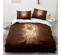 Tomifine Parure de Lit Attrapeur Rêves Plume Housse de Couette Bohême Style Microfibre Douce avec Fermeture éclair pour Adultes et Enfants (140x200 cm,Plumes f)