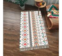 Tomifine Tapis Bohème avec Franges Tapis de Sol Decoration Tissé Ethnique Tapis Antiderapant Géométrique Lavable Tapis de Couloir pour Chambre, Salon (50x80 cm,Rouge Brun)