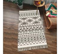 Tomifine Tapis Bohème avec Franges Tapis de Sol Decoration Tissé Ethnique Tapis Antiderapant Géométrique Lavable Tapis de Couloir pour Chambre, Salon (60x150 cm,Brun)