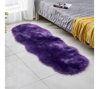 Tomifine Tapis en Peau de Mouton synthétique, Tapis Salon en Fausse Fourrure, Man Made Luxe Tapis de Canapé Coussin Cozy Sensation comme véritable Laine (Violet,60 x 90 cm)