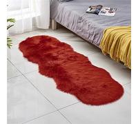 Tomifine Tapis en Peau de Mouton synthétique, Tapis Salon en Fausse Fourrure, Man Made Luxe Tapis de Canapé Coussin Cozy Sensation comme véritable Laine (Rouge,60 x 120 cm)