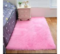 Tomifine Tapis Faux en Peau de Mouton Imitation Toison Moquette Fluffy Soft Longhair Décoratif Coussin de Chaise Canapé Natte Anti-dérapant pour Chambre et Salon (40 x 60 cm,Rose)
