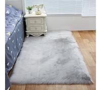 Tomifine Tapis Faux en Peau de Mouton Imitation Toison Moquette Fluffy Soft Longhair Décoratif Coussin de Chaise Canapé Natte Anti-dérapant pour Chambre et Salon (40 x 60 cm,Gris)