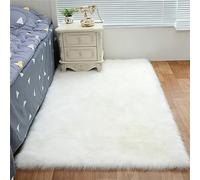 Tomifine Tapis Faux en Peau de Mouton Imitation Toison Moquette Fluffy Soft Longhair Décoratif Coussin de Chaise Canapé Natte Anti-dérapant pour Chambre et Salon (60 x 90 cm,Blanc)