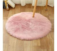 Tomifine Tapis Faux en Peau de Mouton Soft Rond Imitation Toison Moquette Fluffy Longhair Décoratif Coussin pour Maison, Salon, Ccanapé, Chambre à Coucher (45 cm,Rose Clair)