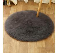 Tomifine Tapis Faux en Peau de Mouton Soft Rond Imitation Toison Moquette Fluffy Longhair Décoratif Coussin pour Maison, Salon, Ccanapé, Chambre à Coucher (80 cm,Gris foncé)