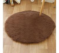 Tomifine Tapis Faux en Peau de Mouton Soft Rond Imitation Toison Moquette Fluffy Longhair Décoratif Coussin pour Maison, Salon, Ccanapé, Chambre à Coucher (45 cm,Brun)