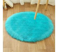 Tomifine Tapis Faux en Peau de Mouton Soft Rond Imitation Toison Moquette Fluffy Longhair Décoratif Coussin pour Maison, Salon, Ccanapé, Chambre à Coucher (60 cm,Bleu)