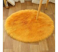 Tomifine Tapis Faux en Peau de Mouton Soft Rond Imitation Toison Moquette Fluffy Longhair Décoratif Coussin pour Maison, Salon, Ccanapé, Chambre à Coucher (45 cm,Jaune)
