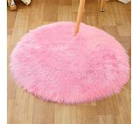 Tomifine Tapis Faux en Peau de Mouton Soft Rond Imitation Toison Moquette Fluffy Longhair Décoratif Coussin pour Maison, Salon, Ccanapé, Chambre à Coucher (60 cm,Rose)