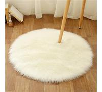 Tomifine Tapis Faux en Peau de Mouton Soft Rond Imitation Toison Moquette Fluffy Longhair Décoratif Coussin pour Maison, Salon, Ccanapé, Chambre à Coucher (80 cm,Blanc)