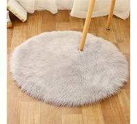 Tomifine Tapis Faux en Peau de Mouton Soft Rond Imitation Toison Moquette Fluffy Longhair Décoratif Coussin pour Maison, Salon, Ccanapé, Chambre à Coucher (30 cm,Gris)