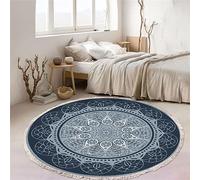Tomifine Tapis Rond en Tissé Coton, Tapis Bohème Mandala avec Franges, Tapis Salon Chambre Antiderapant (180 cm,Vert 2)