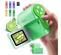 TOMLOV P20 Microscope Numérique Portable, Miniscope 3-en-1 pour Enfants, Caméra DV 1080P avec Écran LCD Pliable de 2", Compatible avec PC, Autonomie de 4 Heures, 6 LED, 6 Pcs Lames, 32 Go (Vert)