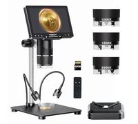 TOMLOV TriL107 Microscope Numérique à 3 Lentilles pour Pièces | Changement Facile entre 3 Lentilles, Écran IPS 7", Vidéos 2K/Photos 30 MP, Grossissement 2500X, 14 LED, Compatible PC/TV