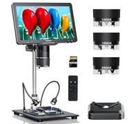 TOMLOV TriL110 Microscope numérique 2K HDMI 2500X pour pièces de Monnaie entières avec écran IPS, Microscope à souder LCD pour Adultes, 14 lumières LED, Compatible PC/TV, 64 Go