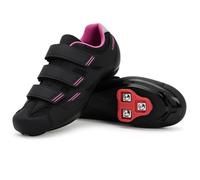 Tommaso Pista Spin Class Ready Chaussures de Cyclisme avec Crampons compatibles Look Delta SPD Noir/Bleu/Rose/Blanc, Noir (Noir/Rose.), 39 EU